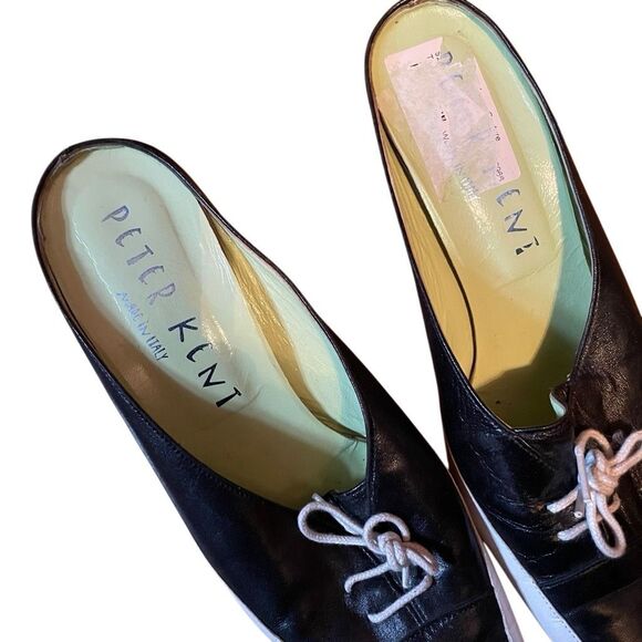 PETER KENT | black silver leather kitten heel mules 38 - Picture 8 of 13